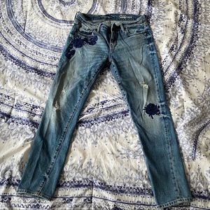 Gap Floral Embroidered Skinny Ankle Jeans